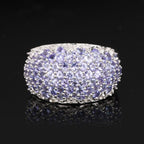 Natural Tanzanite Cluster Ring With Diamonds 3.01 Carats Sterling Silver