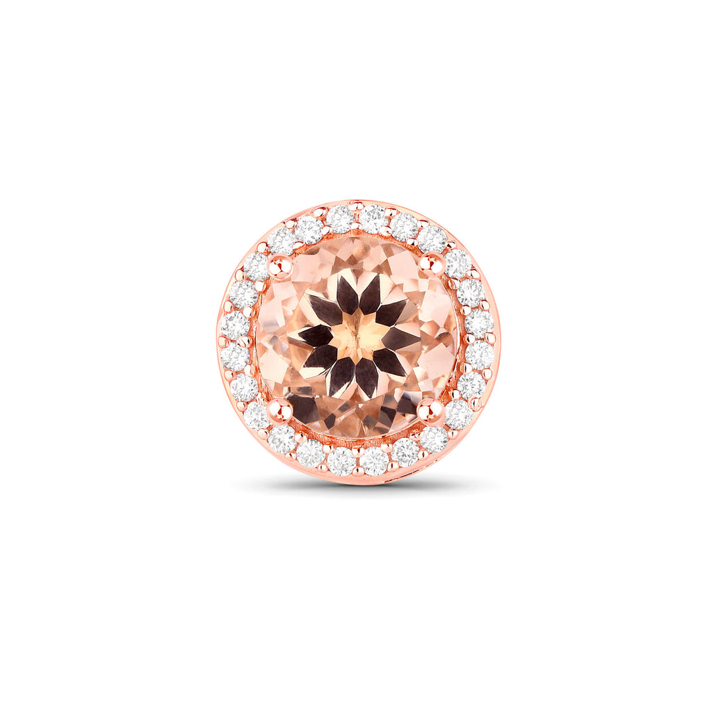 Morganite Stud Earrings With Diamonds 2.18 Carats 14K Rose Gold