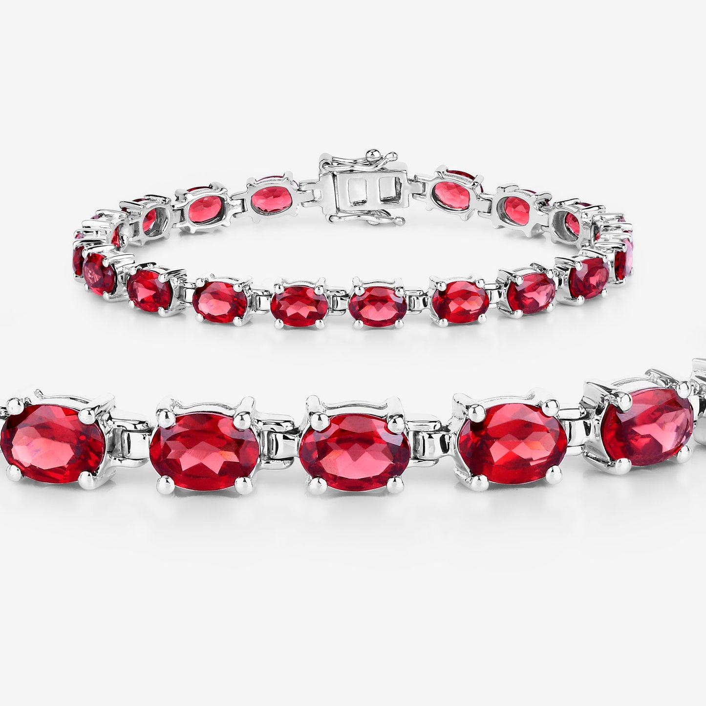Garnet Tennis Bracelet 15.2 Carats Sterling Silver