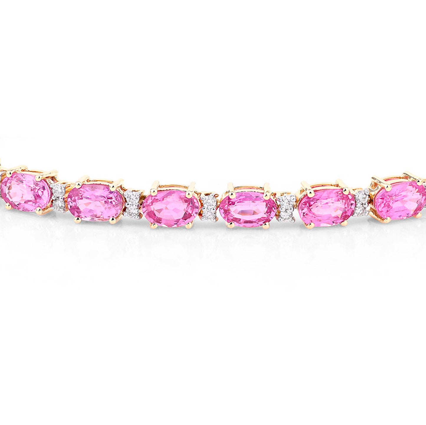 Pink Sapphire Bracelet Diamonds 14.3 Carats 14K Yellow Gold