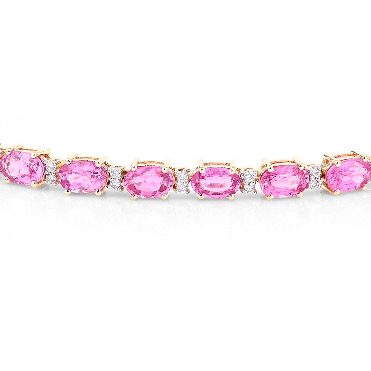 Pink Sapphire Bracelet Diamonds 14.3 Carats 14K Yellow Gold