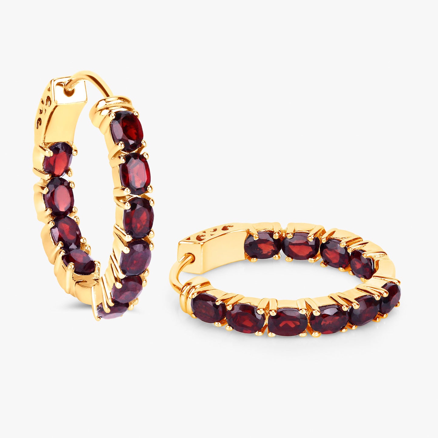 Garnet Earrings 3.98 Carats Gold Plated Silver