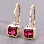 Rubellite Earrings With Diamonds 2.53 Carats 14K Yellow Gold
