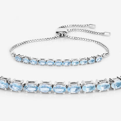 Blue Topaz Bracelet 2.74 Carats Sterling Silver