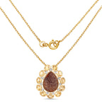 Drusy Quartz Pendant With Citrine 5.1 Carats Gold Plated Silver
