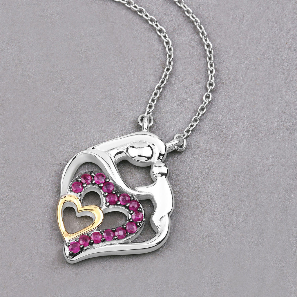 Ruby Mom Pendant 0.26 Carats Sterling Silver
