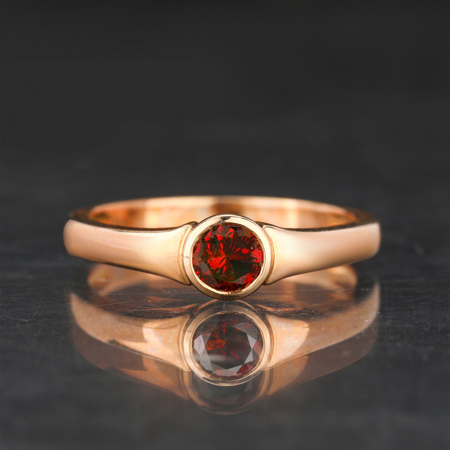 Red Diamond Ring 0.33 Carats 9K Yellow Gold