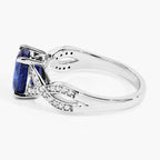 Blue Sapphire Ring With Diamonds 2.98 Carats 18K White Gold