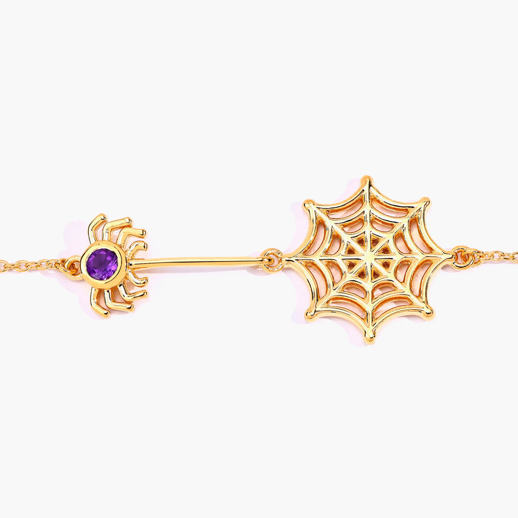 Amethyst Spider Bracelet 0.08 Carats Gold Plated Silver