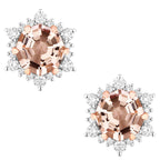 Morganite Stud Earrings With Diamonds 1.3 Carats 14K Rose Gold