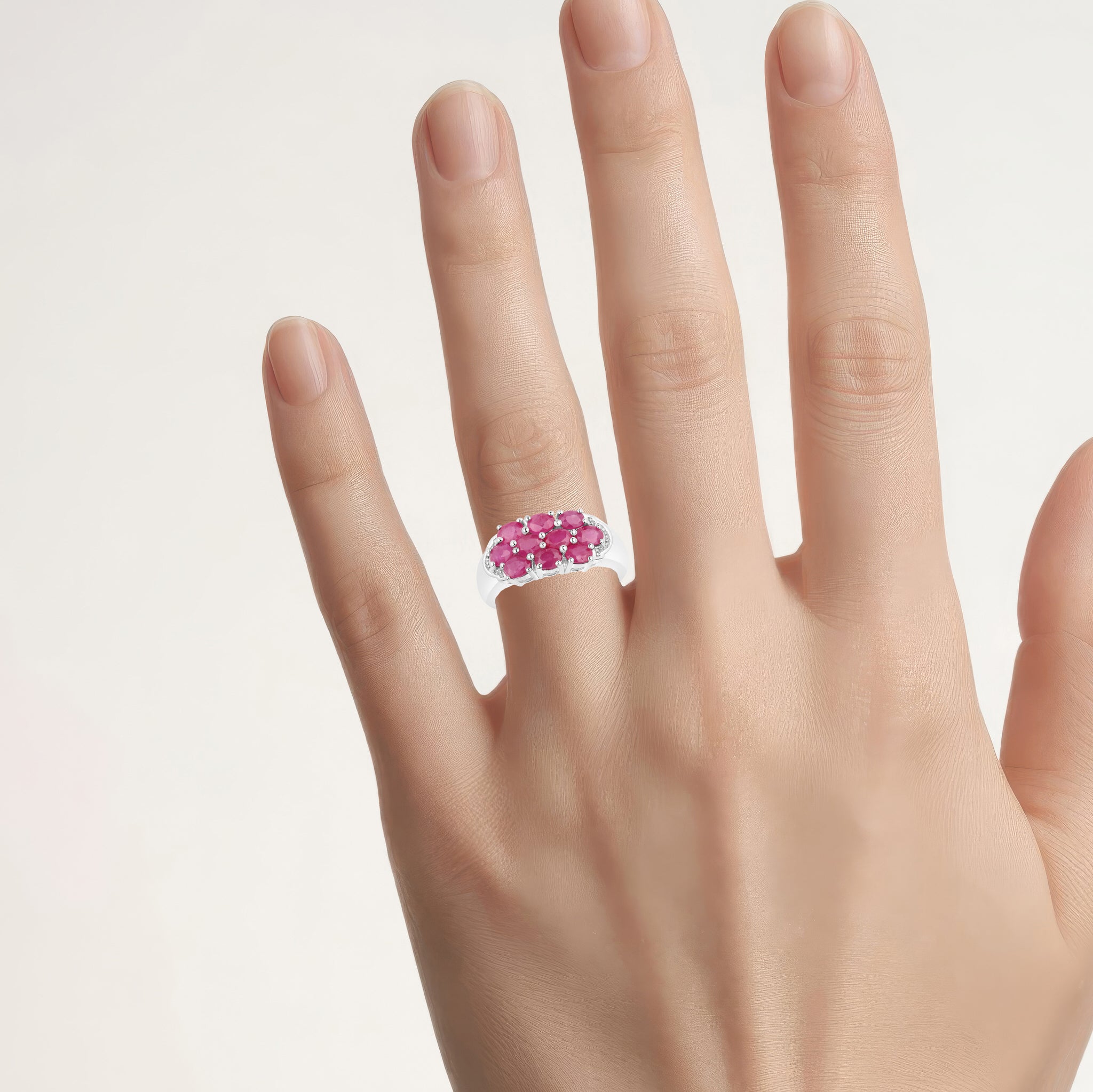 Ruby Ring 2.18 Carats Sterling Silver