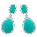 Natural Emerald Earrings With Diamonds 9.58 Carats Sterling Silver