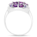 Amethyst Cluster Ring Tanzanites Topazes 3.1 Carats Sterling Silver