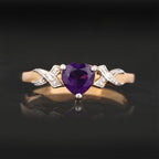 Amethyst Ring With Diamonds 0.43 Carats 9K Yellow Gold