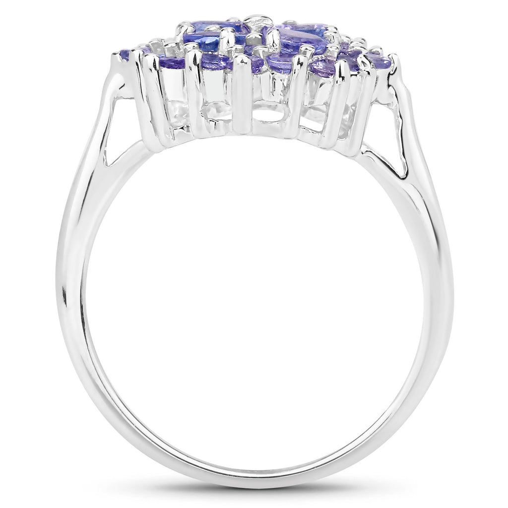 Tanzanite Cluster Ring 1.15 Carats Sterling Silver