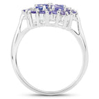 Tanzanite Cluster Ring 1.15 Carats Sterling Silver