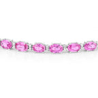 Pink Sapphire Bracelet Diamonds 13.7 Carats 14K White Gold
