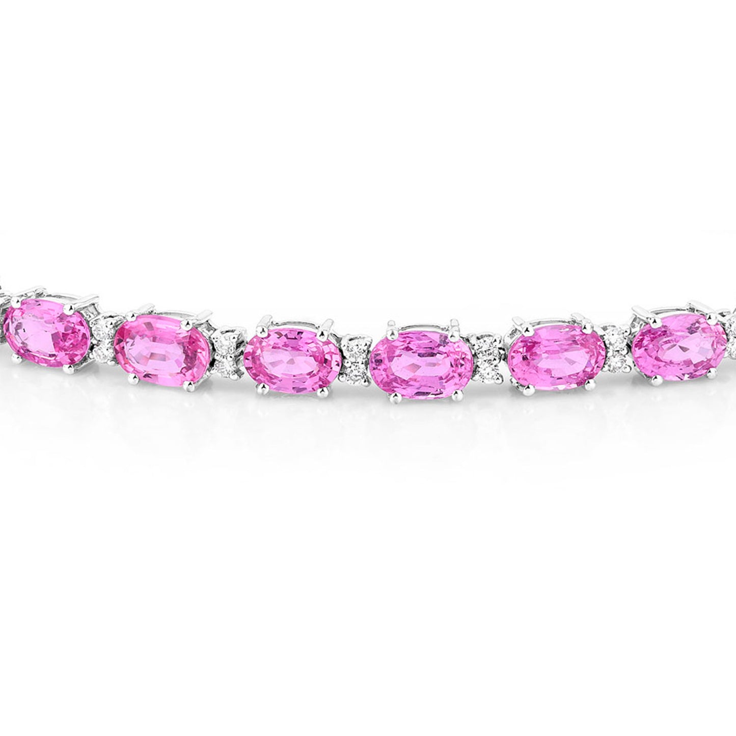 Pink Sapphire Bracelet Diamonds 13.7 Carats 14K White Gold
