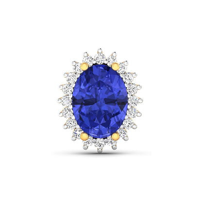 Natural Tanzanite Stud Earrings Diamond Halo 2.60 Carats 14K Yellow Gold