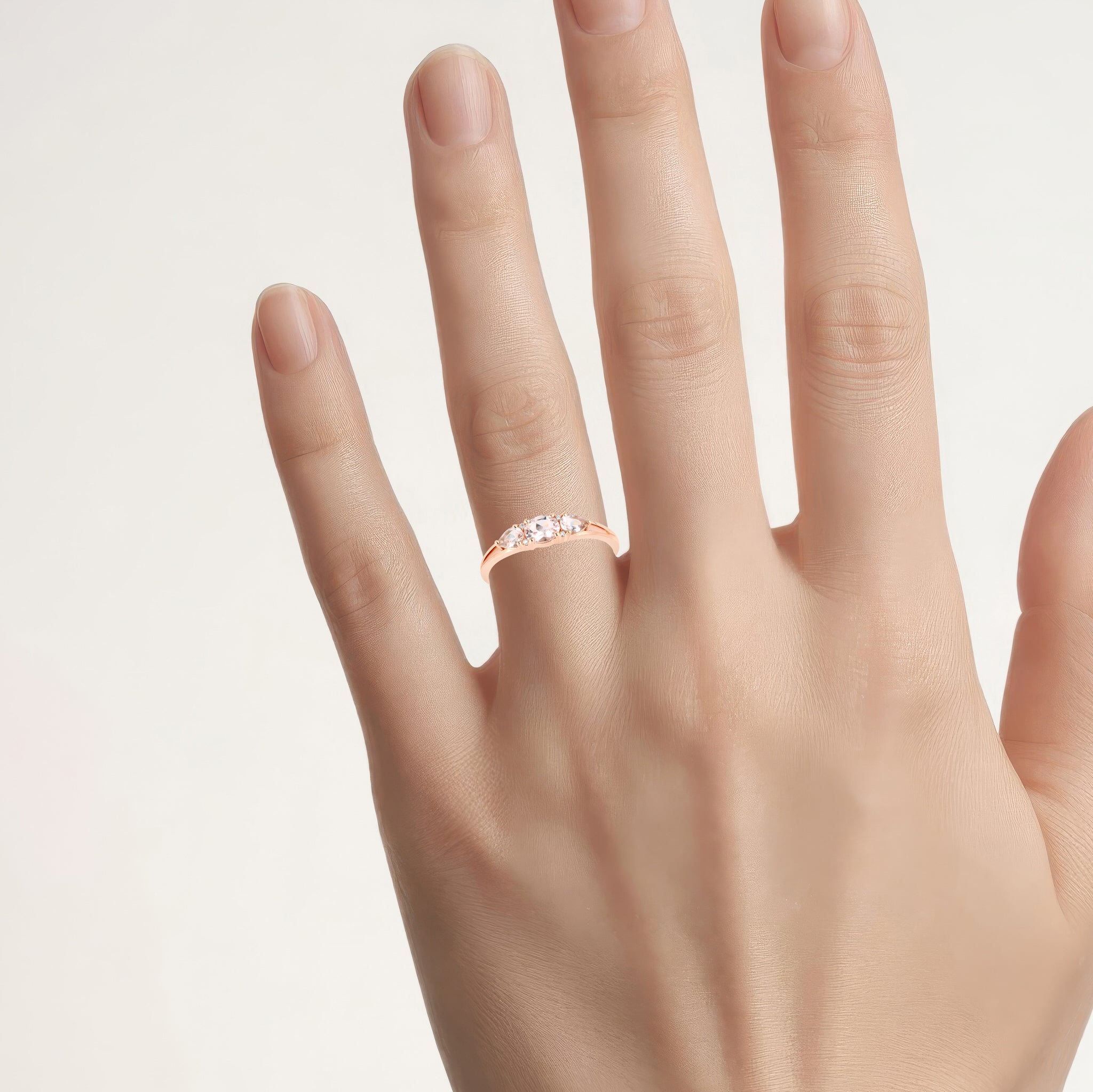 Morganite Ring With Diamonds 0.51 Carats 10K Rose Gold