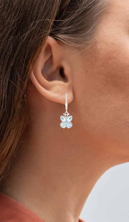 Aquamarine Butterfly Earrings 1.74 Carats Sterling Silver