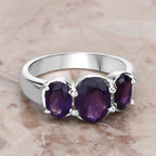Amethyst Ring 3.16 Carats Sterling Silver