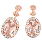 Morganite Earrings With Diamonds 0.82 Carats 10K Rose Gold