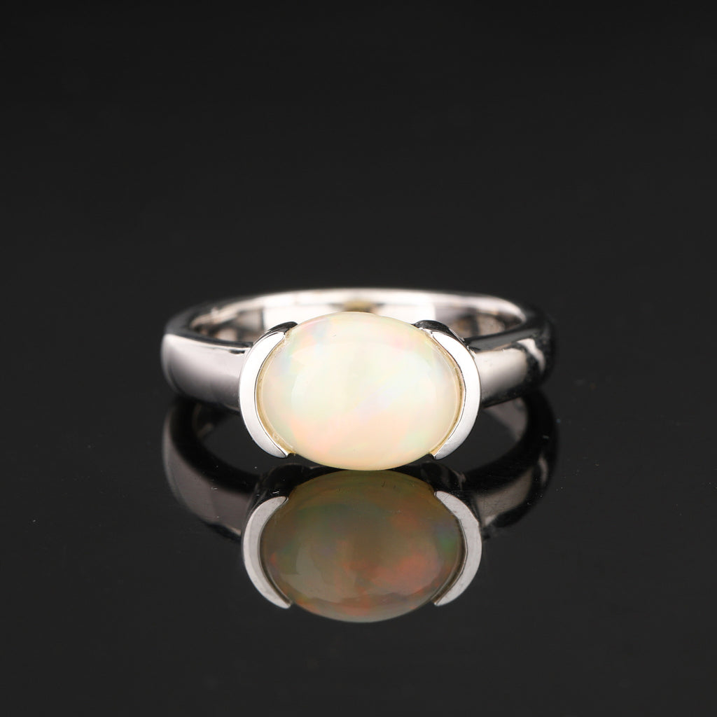 Natural Ethiopian Opal Ring 1.69 Carats Sterling Silver
