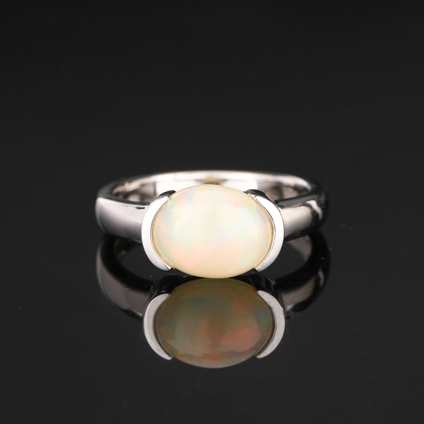 Natural Ethiopian Opal Ring 1.69 Carats Sterling Silver