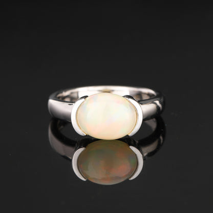 Natural Ethiopian Opal Ring 1.69 Carats Sterling Silver