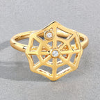Blue Topaz Spider Web Ring 0.04 Carats Gold Plated Silver
