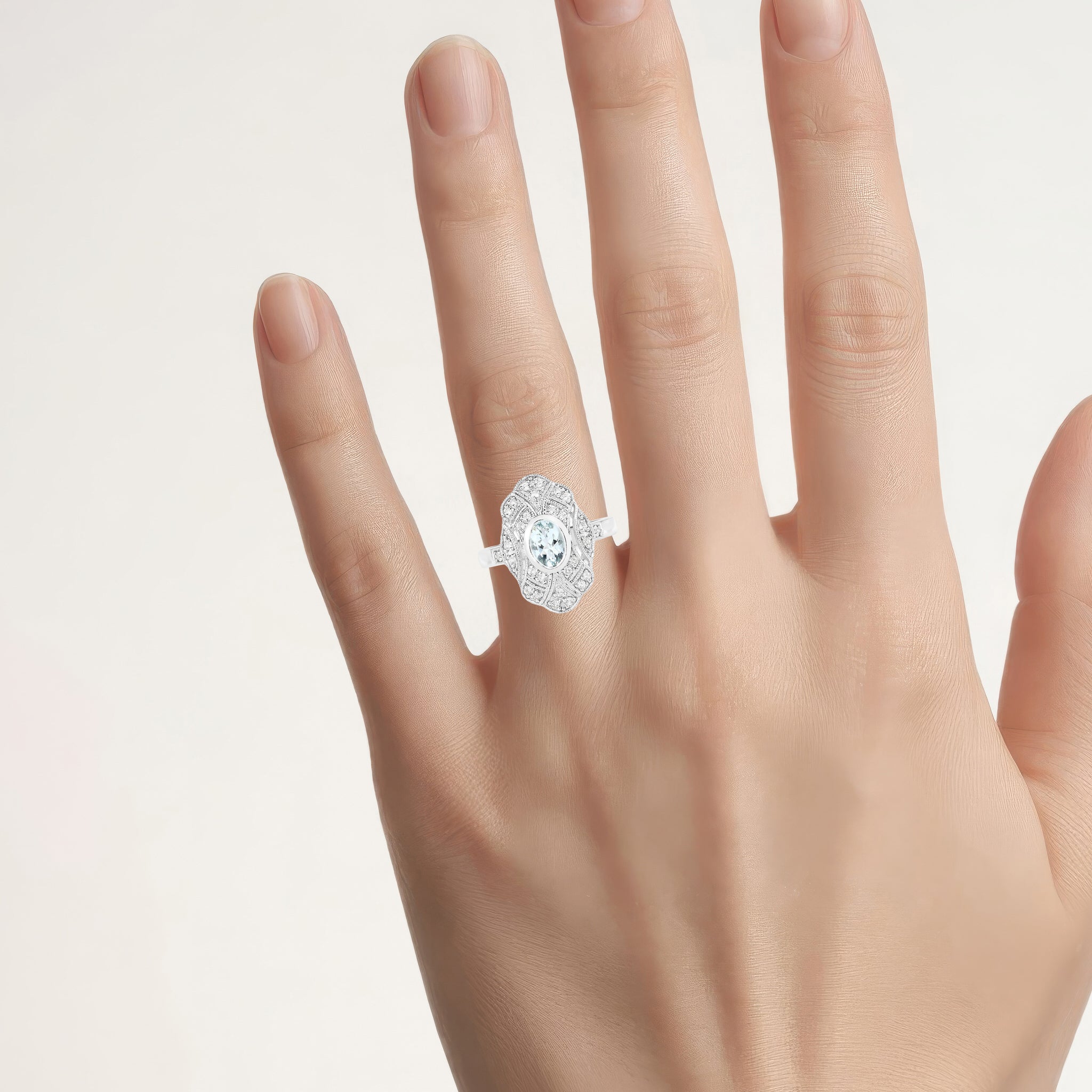 Aquamarine Ring With White Topaz 0.98 Carats Sterling Silver