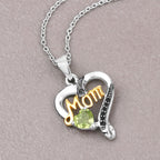 Peridot Mom Heart Pendant With Black Spinel 0.46 Carats Gold Plated Silver