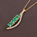 Zambian Emerald Pendant With Diamonds 0.26 Carats 14K Yellow Gold