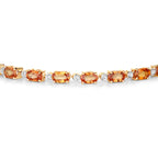 Orange Sapphire Tennis Bracelet With Diamonds 7.36 Carats 14K Yellow Gold