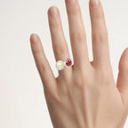 White Sapphire Ring With Pink Sapphire 8.8 Carats Sterling Silver