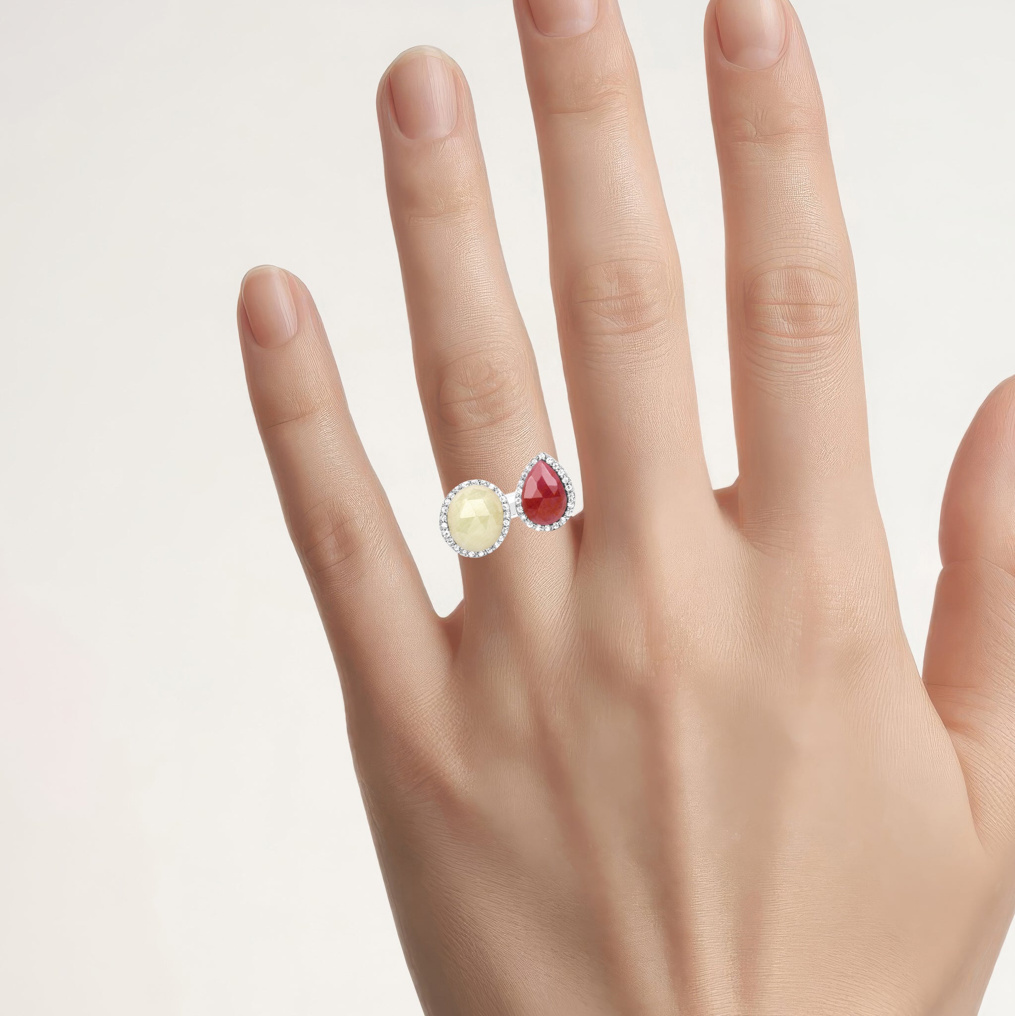 White Sapphire Ring With Pink Sapphire 8.8 Carats Sterling Silver