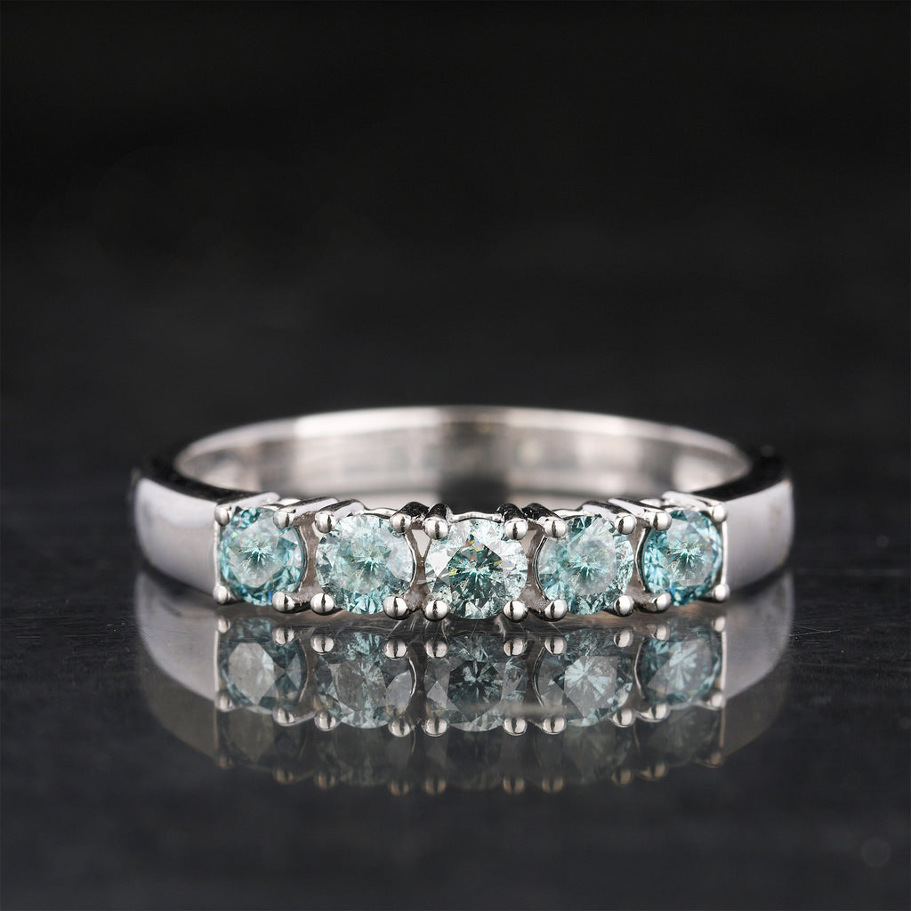 Blue Diamond Ring 0.5 Carats 9K White Gold