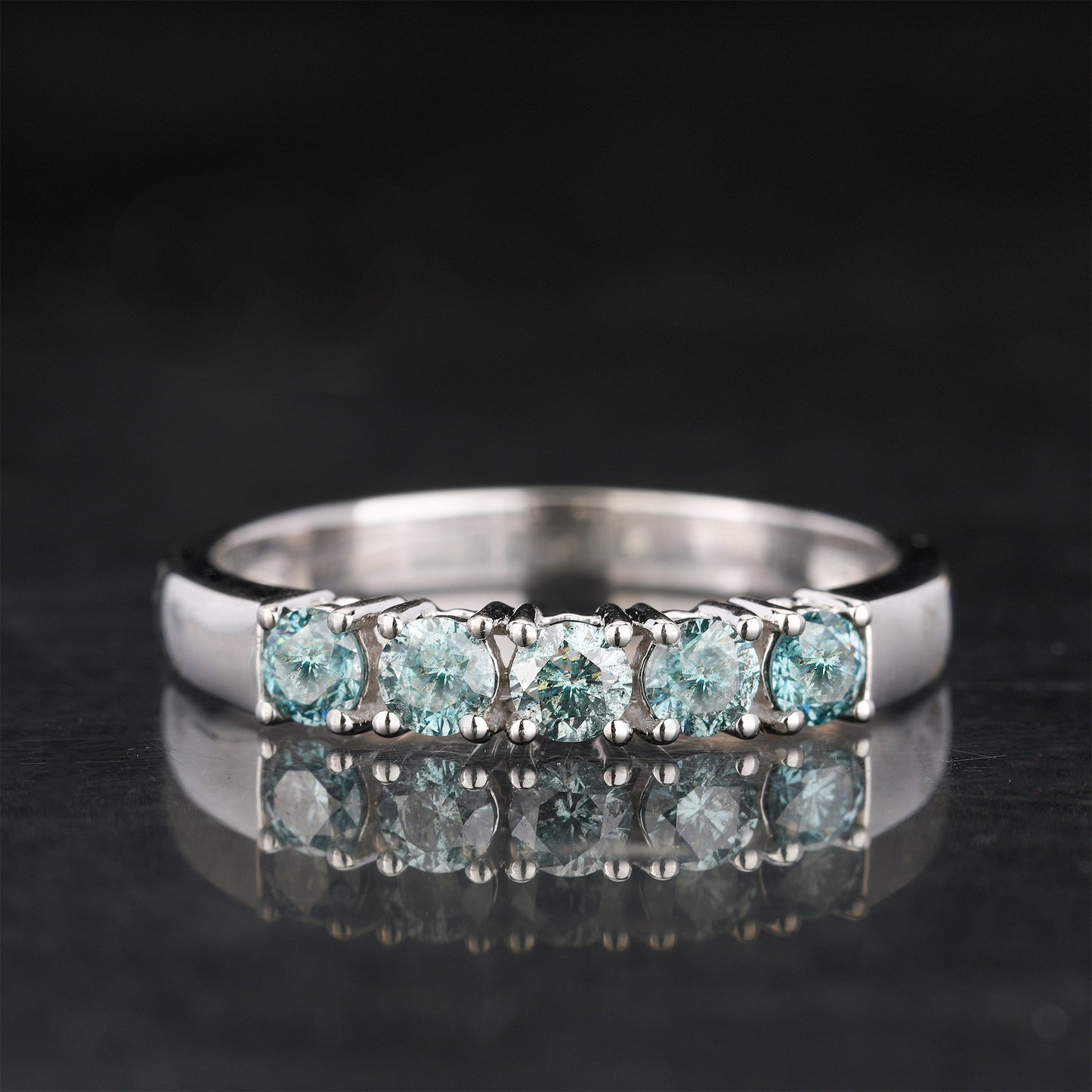 Blue Diamond Ring 0.5 Carats 9K White Gold