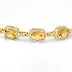 Citrine Bracelet With Diamonds 14.4 Carats Gold Plated Silver