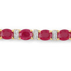 Natural Ruby Bracelet With Diamonds 7.72 Carats 14K Yellow Gold