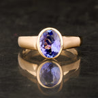 Natural Tanzanite Ring 1.7 Carats 9K Yellow Gold