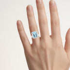 Blue Topaz Ring With Diamonds 5.78 Carats Sterling Silver