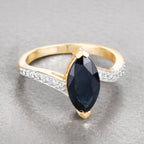 Blue Sapphire Ring With Diamonds 2.22 Carats 14K Yellow Gold