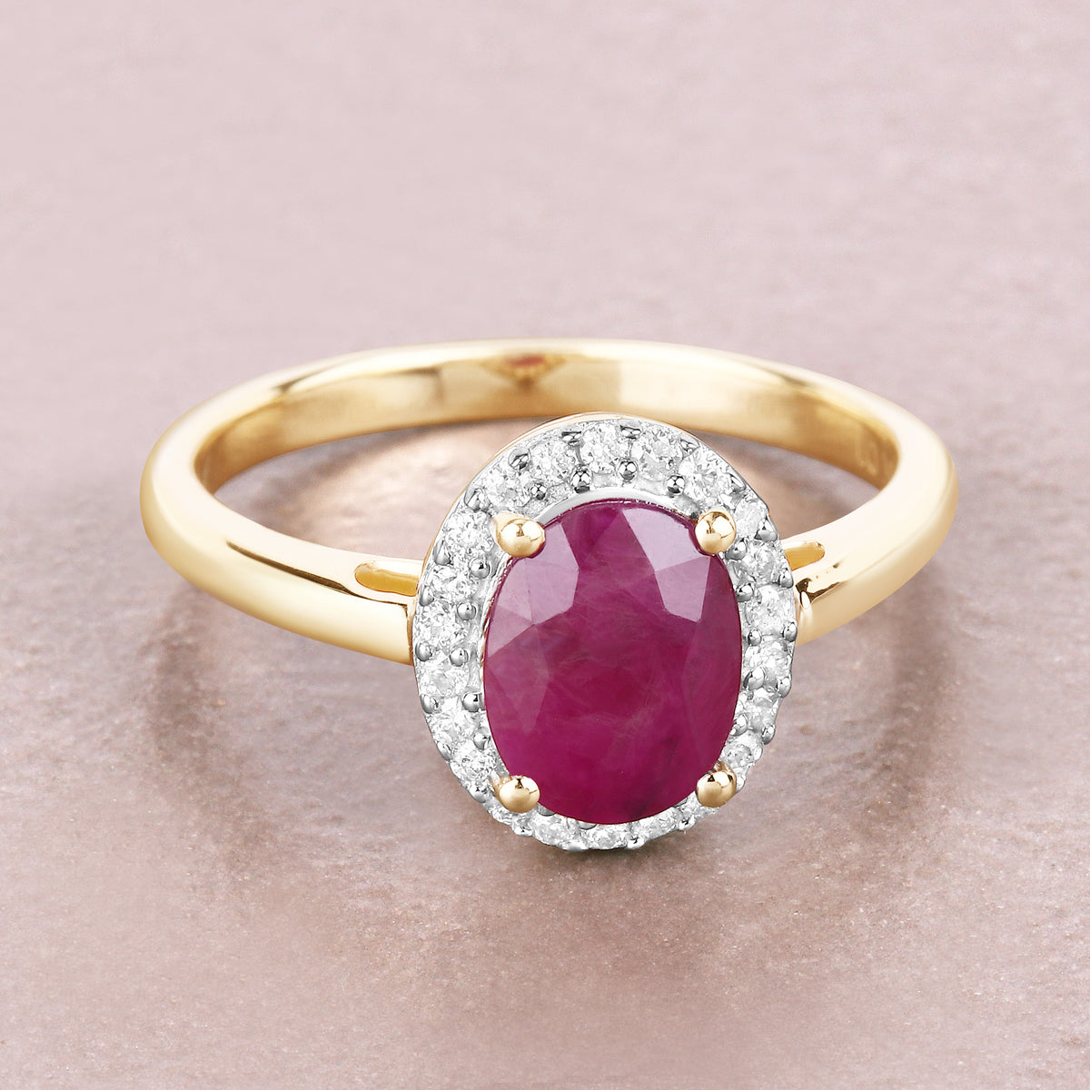 Ruby Ring With Diamonds 1.56 Carats 10K Yellow Gold