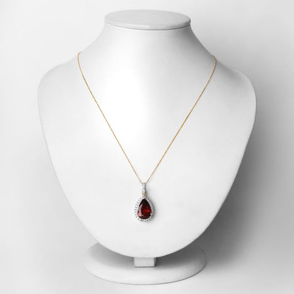 Rhodolite Garnet Pendant With Diamonds 3.26 Carats 14K Yellow Gold