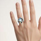 Natural Mixed Gemstones Ring 10.2 Carats Sterling Silver