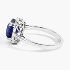 Blue Sapphire Ring With Diamonds 3 Carats 18K White Gold