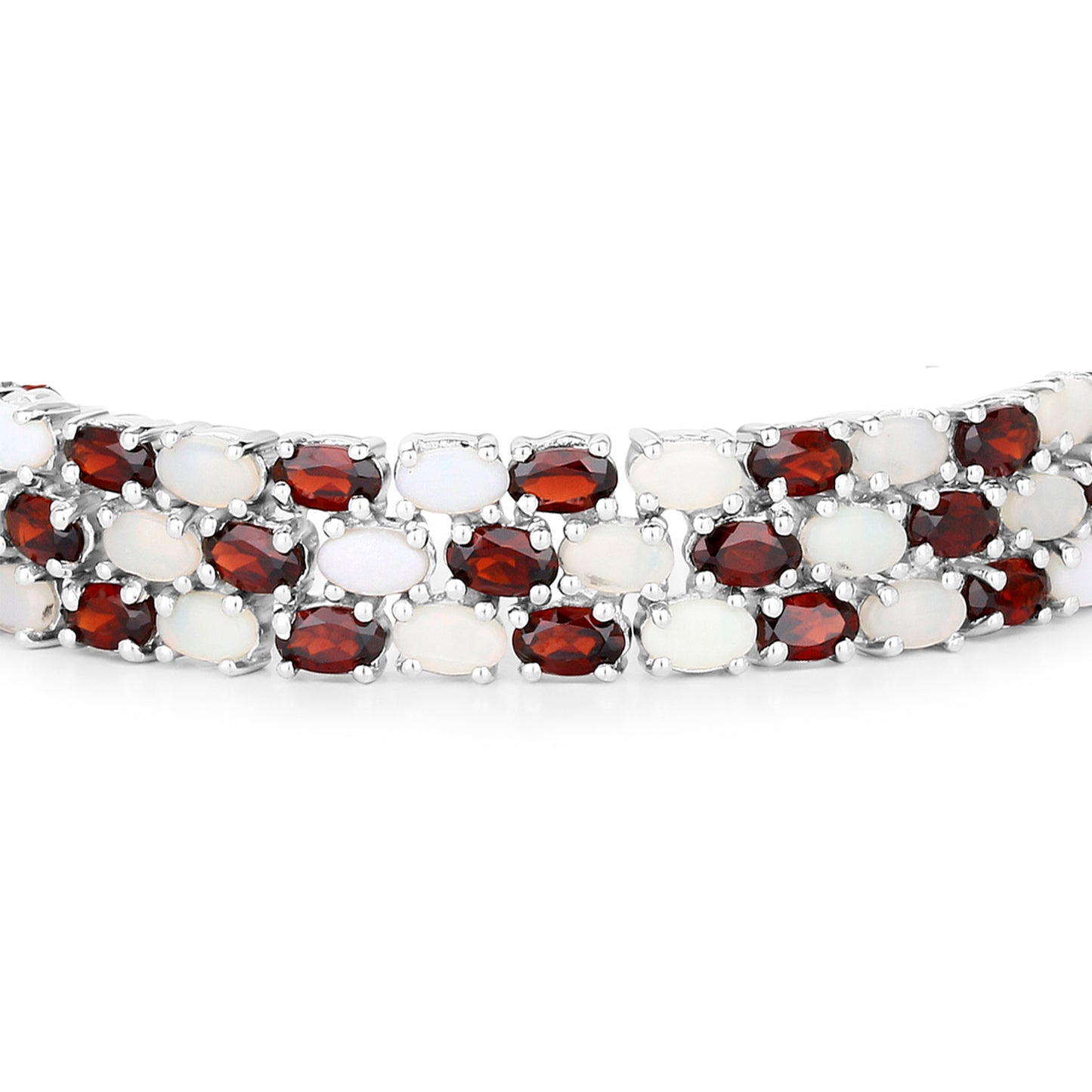Garnet Tennis Bracelet With Opal 24 Carats Sterling Silver