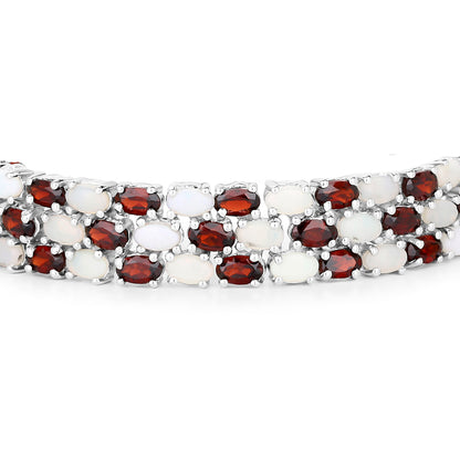 Garnet Tennis Bracelet With Opal 24 Carats Sterling Silver